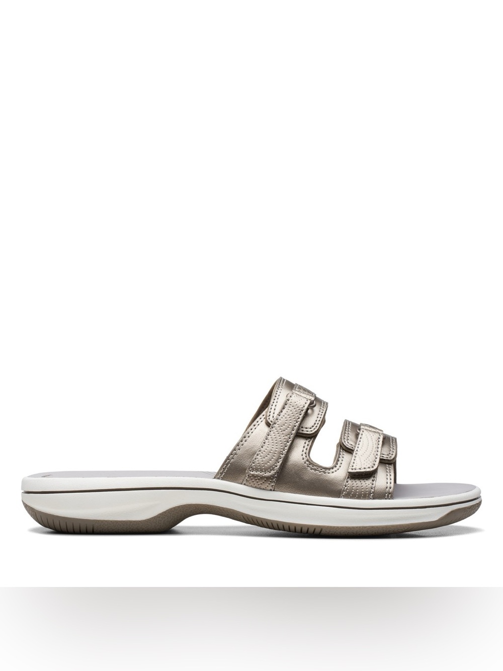 Clarks Women's Metallic Taupe Double-Strap Slide Sandal